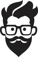 Artistic Fusion Hipster Man Face Cartoon in Black Retro Dapper Cartoon Hipster Man Face Black vector