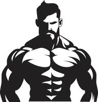 Mighty Muscle Masterpiece Black of Caricature Bodybuilder Powerful Flex Pose Caricature Bodybuilder in Black vector