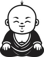 serenidad duende Buda emblema zen joven negro Buda vector