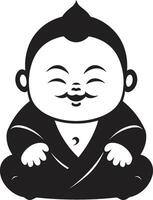 Zen Junior Buddha Kid Emblem Enlightened Youth Cartoon Buddha vector