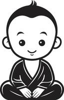 Buda bebé serenidad dibujos animados chibi iluminación niño Buda vector