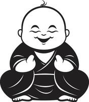 Buda bebé zen emblema chibi iluminación negro sereno Buda vector