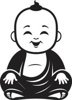 tranquilo nene negro Buda Buda bebé dibujos animados silueta vector