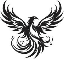 Phoenix Blaze Rebirth Black Emblematic Resilient Fire Wings vector