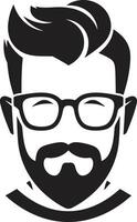 Creative Quirk Hipster Man Face Cartoon in Black Vintage Sophistication Cartoon Hipster Man Face Black vector