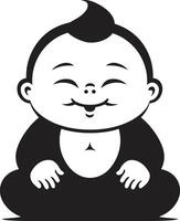 tranquilo nene negro niño Buda bebé Buda vector