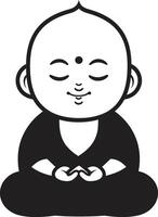 Buddha Bliss Black Serene Emblem Zen Zenith Cartoon Buddha vector