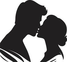 Everlasting Bliss Black Kissing Emblem Cherished Embrace Romance vector