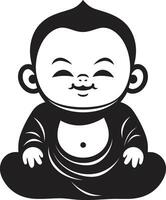 Buda floración negro silueta serenidad duende dibujos animados Buda emblema vector