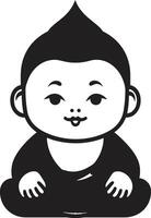 Zen Youngster Zen Buddha Bambino Black Kid Emblem vector