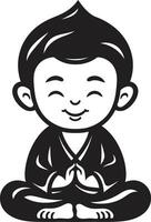 Tiny Tranquility Black Buddha Zen Little One Buddha Emblem vector