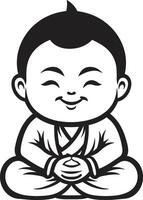 Chibi Zen Zephyr Buddha Kid Enlightened Infante Cartoon Buddha vector