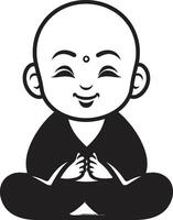 Buddha Bambino Peaceful Prodigy Black Cartoon Buddha vector