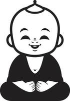 serenidad planta de semillero negro chibi zen céfiro Buda emblema vector