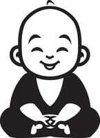 Buda felicidad niño Buda armonioso júnior negro Buda silueta vector