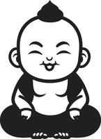 Peaceful Prodigy Black Buddha Lotus Little One Buddha Kid Emblem vector