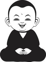 Peaceful Prodigy Buddha Kid Lotus Little One Mini Monk Emblem vector