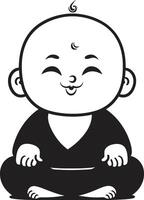 Enlightened Infant Buddha Kid Emblem Chibi Serenity Cartoon Zen vector