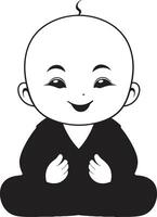 chibi serenidad Buda silueta Buda felicidad negro zen niño vector