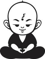 serenidad duende dibujos animados Buda emblema zen joven zen vector
