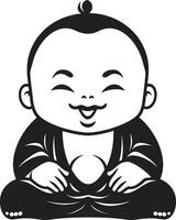 zen serenidad duende pequeño bodhisattva negro Buda niño vector