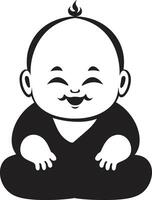 armonía cría silueta tranquilo nene negro Buda emblema vector