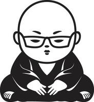 chibi zen céfiro negro Buda ilustrado infante Buda niño silueta vector