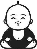 Peaceful Tot Buddha Kid Buddha Bloom Black Silhouette vector