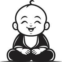 Enlightened Infante Buddha Kid Silhouette Buddha Bambino vector