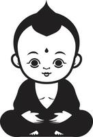 Enlightened Infant ic Chibi Serenity Black Buddha Emblem vector