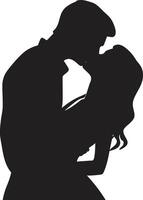 Intimate Fusion Black Romance True Loves Embrace ic Silhouette Kiss vector