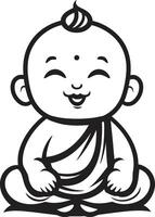 tranquilo nene dibujos animados Buda Buda bebé negro silueta vector