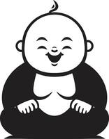 Divine Kiddo Black Buddha Buddha Baby Bloom Mini Monk Silhouette vector