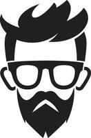 Urban Sophistication Cartoon Hipster Man Face Black Stylish Retro Black of Cartoon Hipster Man Face vector