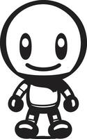 Bombastic Bot Mascot Cute Bomber Buddy Black Emblematic vector