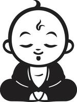 zen pequeño uno negro emblema pacífico prodigio Buda ic silueta vector
