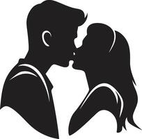Intimate Union Romantic Black Kissing True Loves Whisper Romance Emblem vector