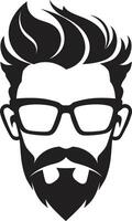 Urban Sophistication Cartoon Hipster Man Face Black Stylish Retro Black of Cartoon Hipster Man Face vector