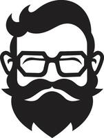 Modern Boho Fusion Cartoon Hipster Man Face Black Chic Artistic Revival Black of Cartoon Hipster Man Face vector