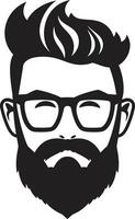 retro silueta dibujos animados hipster hombre cara negro urbano minimalista negro de dibujos animados hipster hombre cara vector