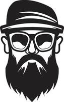 Vintage Sophistication Cartoon Hipster Man Face Black Trendy Retro Black of Cartoon Hipster Man Face vector