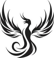 Flaming Avian Rebirth Black ic Phoenix Resurgence Emblematic vector