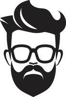 Retro Silhouette Cartoon Hipster Man Face Black Urban Minimalist Black of Cartoon Hipster Man Face vector