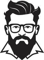 contemporáneo retro negro de dibujos animados hipster hombre cara pulcro bohemio hipster hombre cara dibujos animados en negro vector