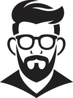 Trendy Retro Black of Cartoon Hipster Man Face Artistic Elegance Hipster Man Face Cartoon in Black vector