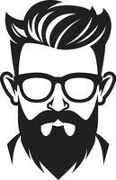 Clásico vibraciones negro de dibujos animados hipster hombre cara artístico barbas hipster hombre cara dibujos animados en negro vector