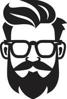 Retro Chic Cartoon Hipster Man Face Black Contemporary Retro Black of Cartoon Hipster Man Face vector