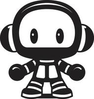 Boom Bot Buddy Mascot Dynamite Drone Black Robot vector