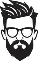 elegante retro negro de dibujos animados hipster hombre cara artístico hipster hipster hombre cara dibujos animados en negro vector