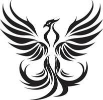 fuego pluma fénix emblema infierno subir símbolo negro emblemático vector